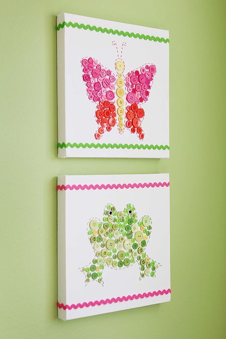 Easy DIY Animal-Button Canvases for Kid's Rooms